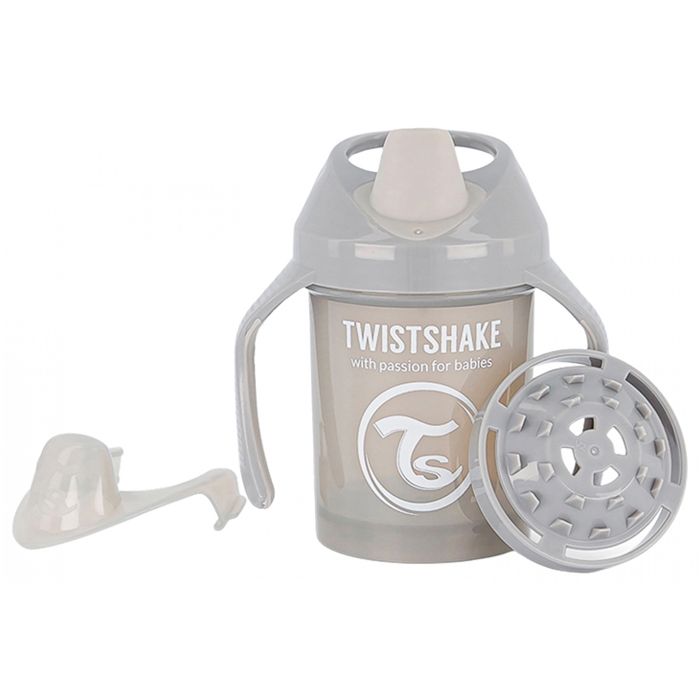 Tasse d'apprentissage anti-fuites Twistshake - Bec souple - 230 ml - Sans BPA - Gris