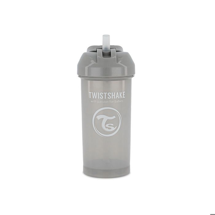 Twistshake Tasse à bec avec paille - Bébé - 360 ml - Biberon étanche - Tasse à bec sans BPA - Entraînement - Enfants -6m+ - Gris