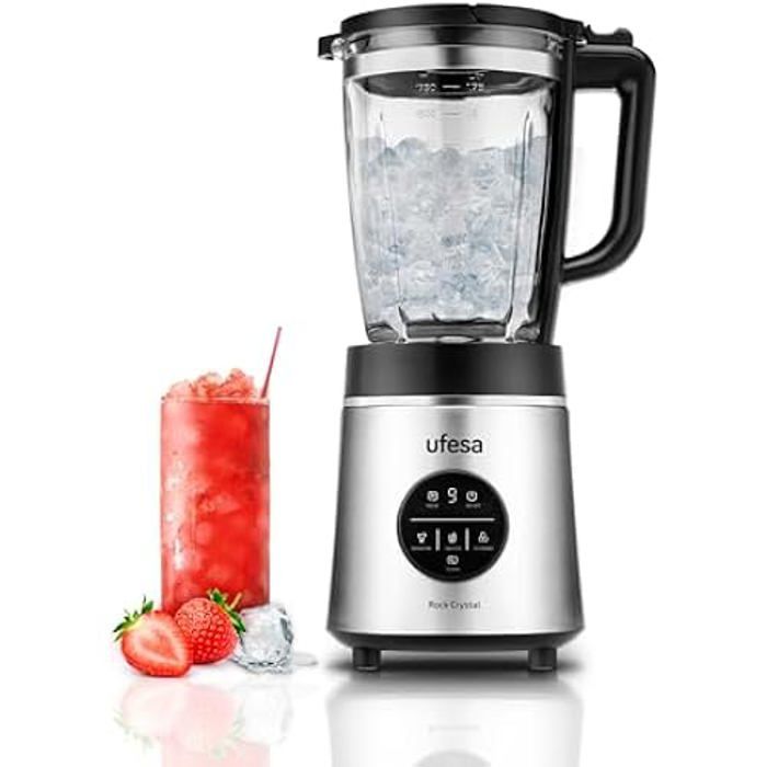 Ufesa Rock Crystal Blender, Puissance 1800W, Carafe en Verre 1,75L, Contrôle de Vitesse Électronique, Broyage de Glace, 6 Lames en