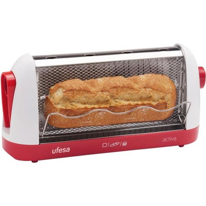 Grille-pain UFESA activa TT7963 - 4 tranches 2 emplacements blanc-rouge