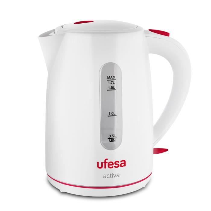 Ufesa HA7616 – Bouilloire, 1.7L, 2200W, Filtre Anticalcaire, Sans BPA, Arrêt Automatique