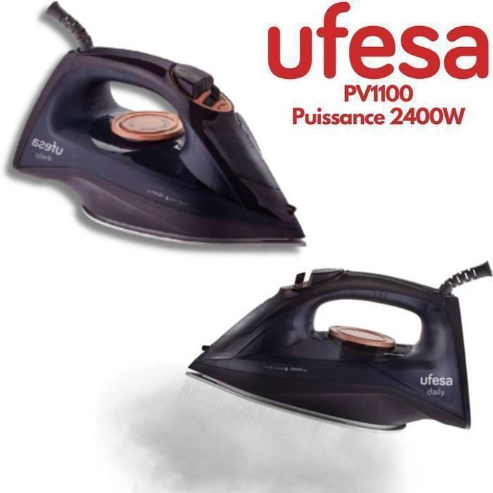 Ufesa PV1100C Daily – Fer à Vapeur de 2400W, avec Jet de Vapeur de 120gr, Anti-Goutte, Repasser Verticale, avec Jet de Vapeur Max
