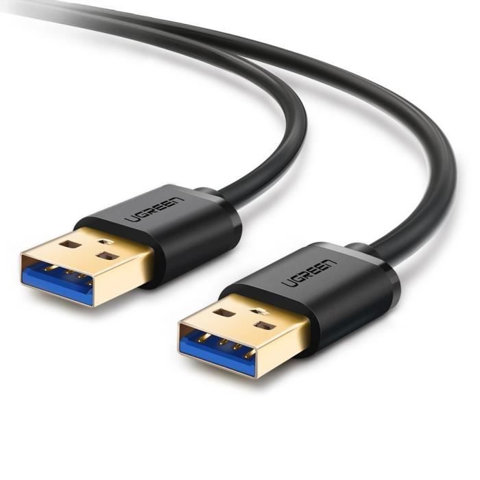 Câble USB UGREEN - 0,5m - USB 3.0 (3.1 Gen 1) - Triple blindage - Connecteurs plaqués or - Noir