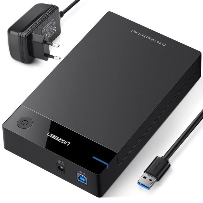 UGREEN USB 3.0 Boîtier Externe pour Disque Dur Externe 3.5" SATA HDD SSD 10 To Max, Haute Vitesse à 5Gbps, UASP Compatible