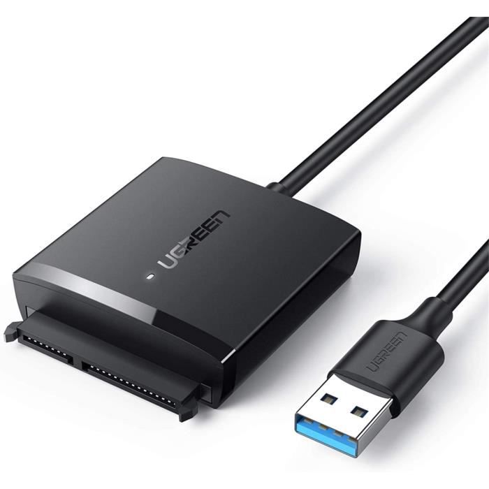 UGREEN Adaptateur USB 3.0 vers SATA Super Speed 5Gbps pour 2,5 et 3,5 Pouces HDD SSD Drives, Supporte UASP