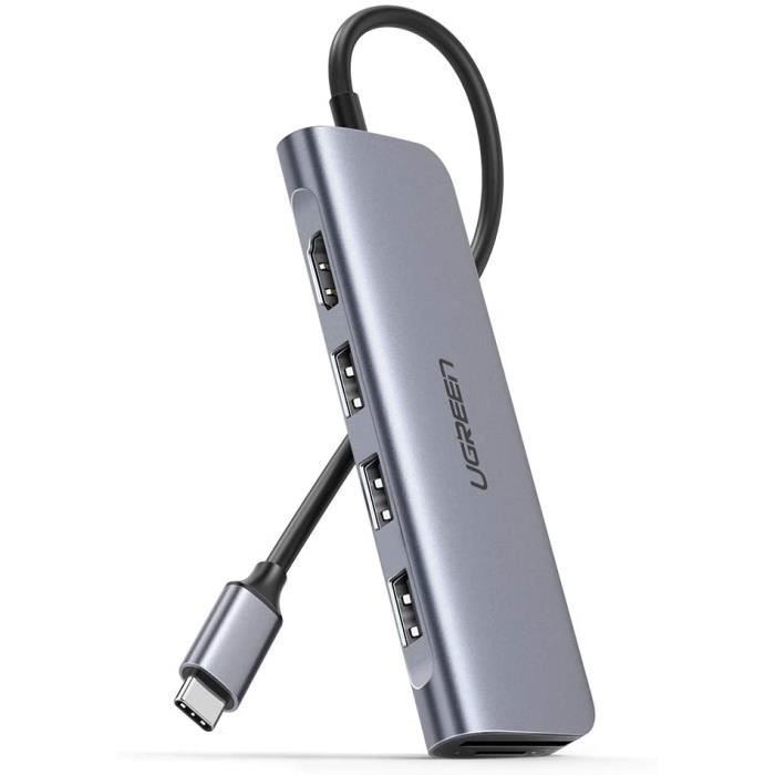 UGREEN Hub USB C 6 en 1 vers 4K HDMI Lecteur de Carte Micro SD 3 Ports USB 3.0