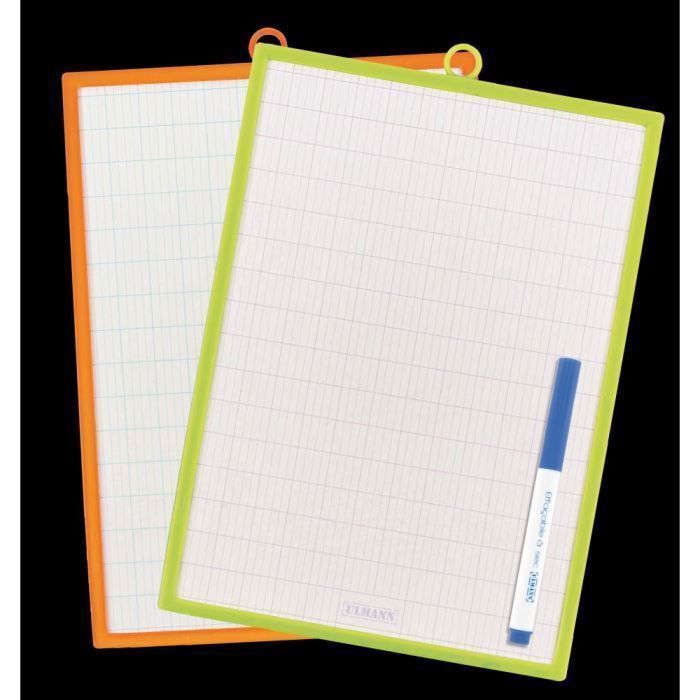 Ardoise 19x26cm, 1 face quadrillee seyes, 1 fac…