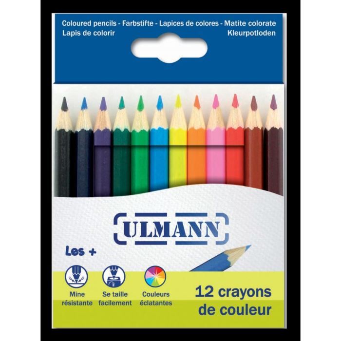 12 crayons de couleur, 9 cm