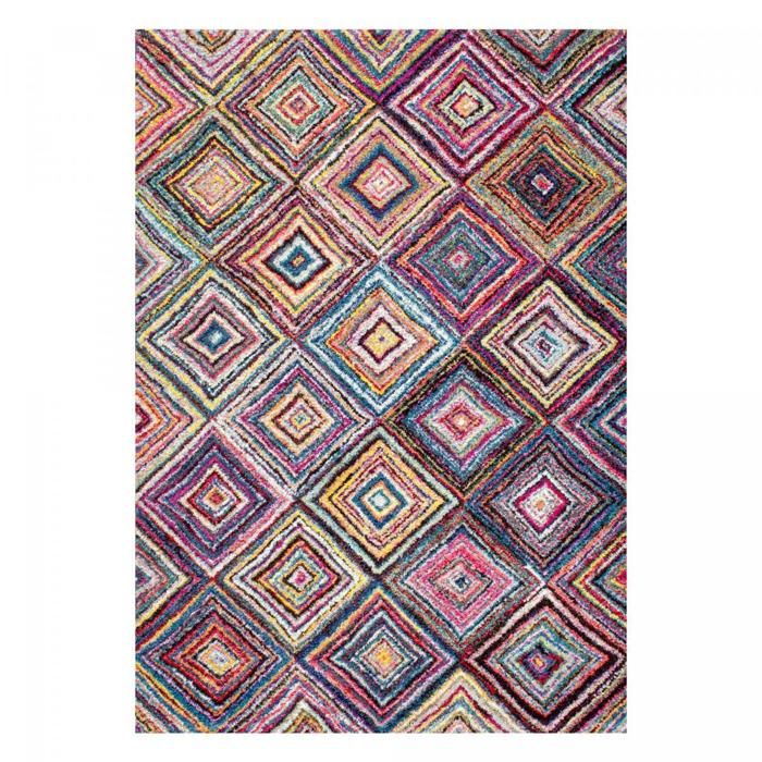 Tapis moderne - 80x150 cm - CARRE BOUTIK Multicolore - Polypropylène - UN AMOUR DE TAPIS