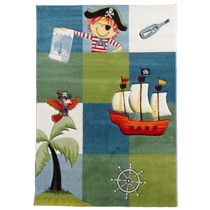 Tapis enfant - 60x110 cm - PIRATE Bleu - Polypropylène - UN AMOUR DE TAPIS