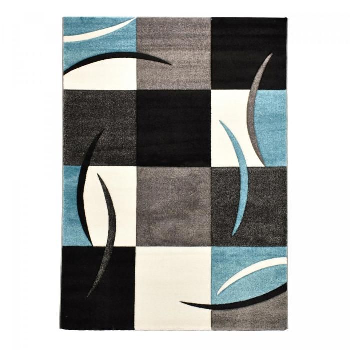 Tapis moderne - 160x160 carre cm - DIAMOND COMMA Bleu - Polypropylène - UN AMOUR DE TAPIS