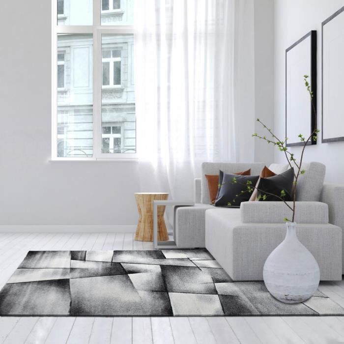 Tapis salon 200x290 cm Rectangulaire BRILLANCE ULTIMATE Gris Salle à manger adapté au chauffage par le sol