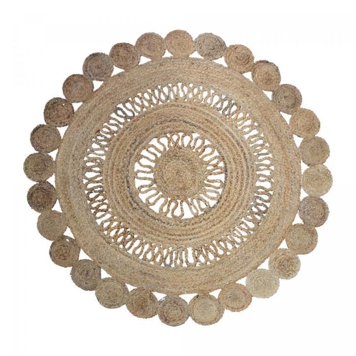 Tapis rond 70x70 rond cm Rond ESPRIT Beige Entrée Tissé à la main Jute