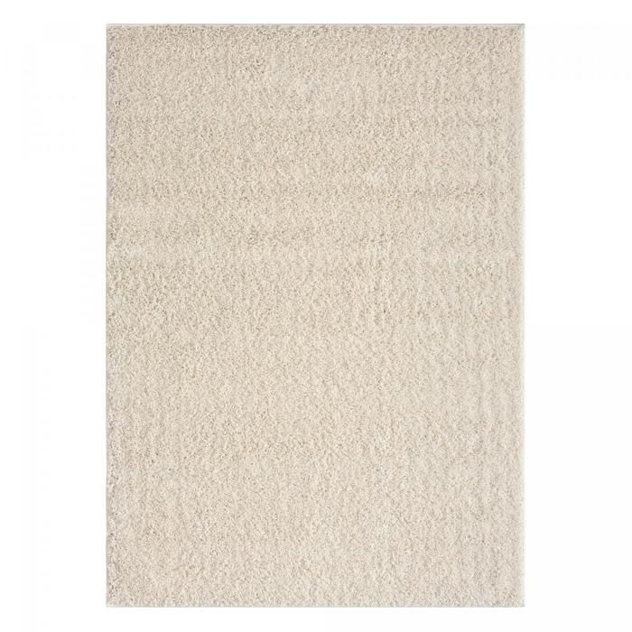 Tapis shaggy 160x220 cm Rectangulaire UNISHAG Crème Salon adapté au chauffage par le sol