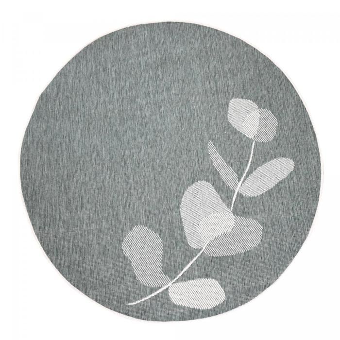 Tapis exterieur 160x160 cm Rond FLEREV REVERSIBLE Crème Terrasse, jardin adapté au chauffage par le sol 160x160 rond