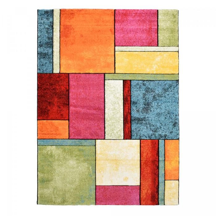 Tapis moderne - 80x150 cm - BRILLANCE GEOMETRIQUE Multicolore - Polypropylène - UN AMOUR DE TAPIS