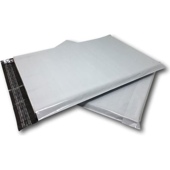 Lot de 50 Enveloppes plastique blanches opaques A3 350 x 450 mm,pochettes d'expédition 35x45 cm 60 microns.