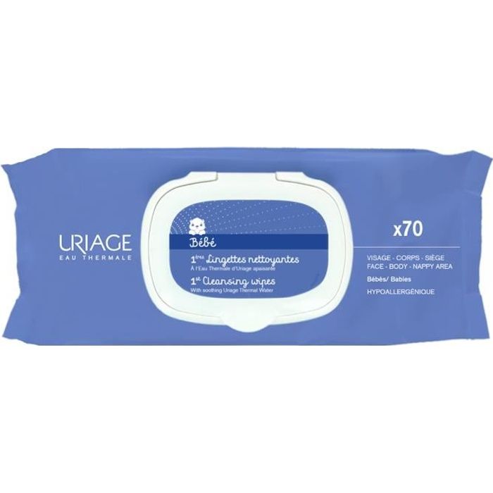 URIAGE BEBE 1ERE LINGETTES NETTOYANTES VISAGE CORPS ET SIEGE X70
