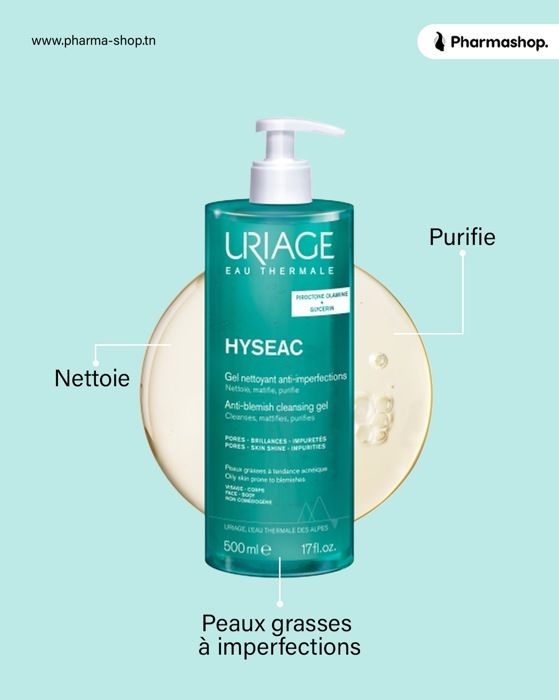 Gel Nettoyant - Uriage - Hyséac - 500ml - Hypoallergénique - Peaux grasses