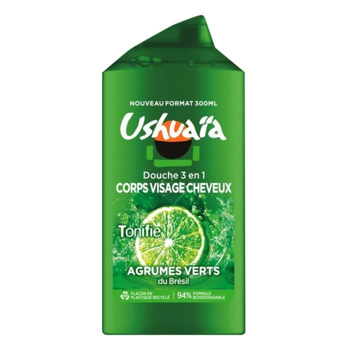 USHUAIA Douche 3 en 1 Visage Corps Cheveux senteur Agrumes - 300 ml