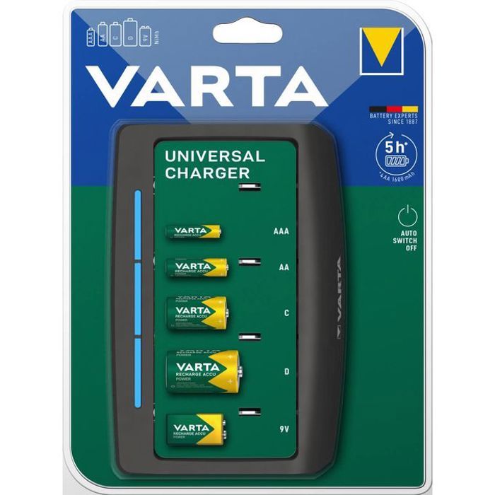 Chargeur pour piles rechargeables - Varta - Universel - Blanc - Intérieur - Compact