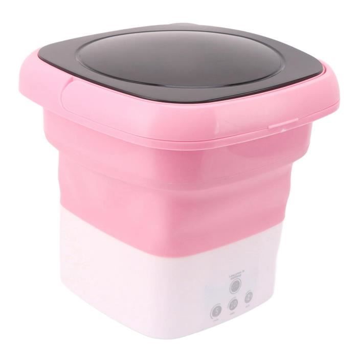 YUM  Mini-machine à laver portable Mini Laveuse Pliable Mini Seau Portable Machine electromenager lave-linge Prise UE rose blanc