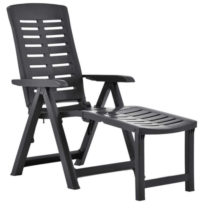 vidaXL aise longue pliable Plastique Anthracite - 8009271650008