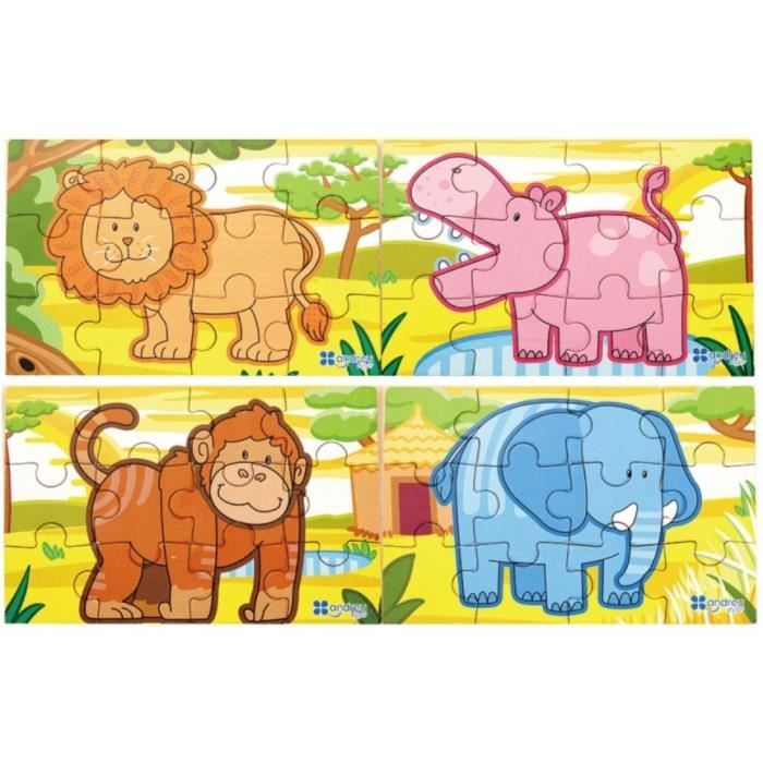 Viga - Jeu de 4 puzzles - jungle - Jeux Educatifs - Dès 3 ans