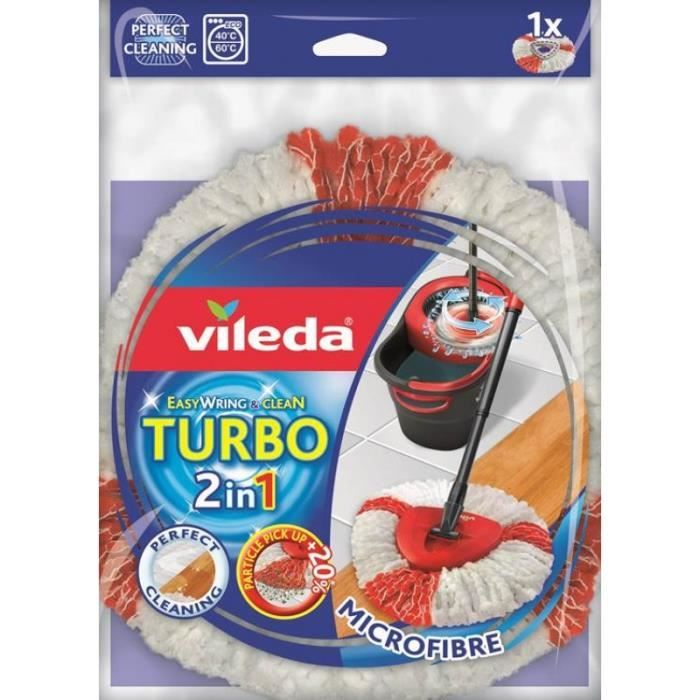 VILEDA Tête de rechange 2 en 1 pour balai EasyWring & Clean Turbo - Microfibre
