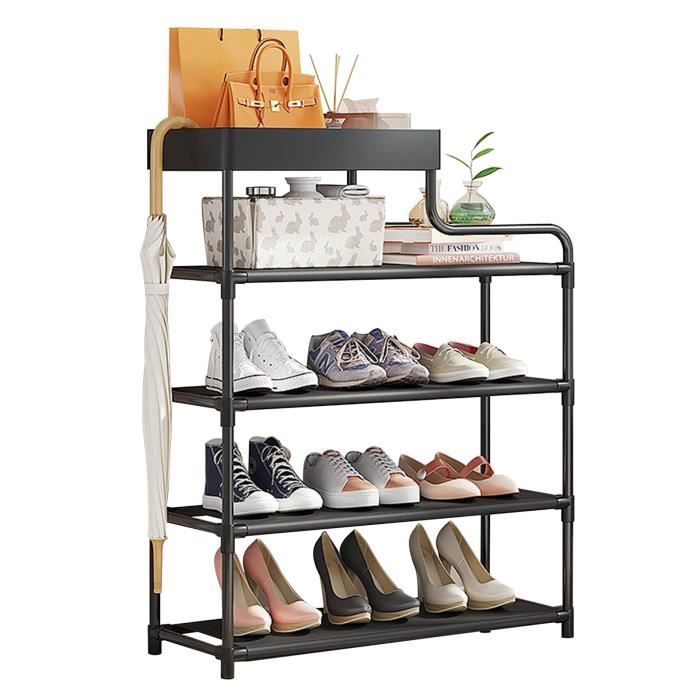 Etagères Meuble Entrée avec 5 Boite de Rangement,Chaussures Rangement 5 niveaux Structure stable ,Noir VINTEKY®