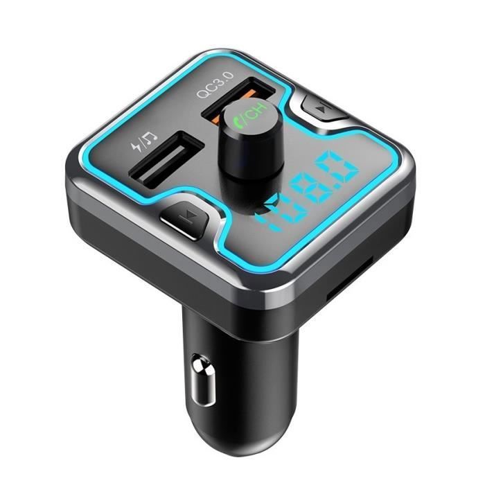 Transmetteur FM Bluetooth Voiture avec Charge Rapid QC3.0 Adaptateur Radio sans fil et Lecteur MP3 pour Voiture