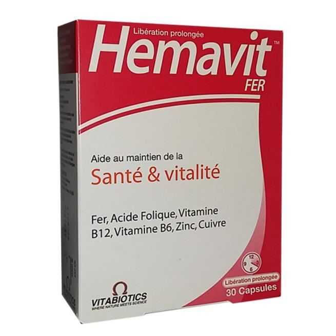 Vitabiotics Hemavit Fer – Complément Santé et Vitalité 30 capsules