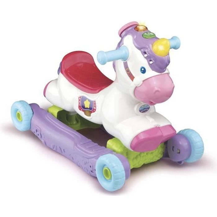 VTECH BABY - Porteur à Bascule - Cléo Ma Licorne Basculo 2en1 - Parlant et Lumineux - Rose
