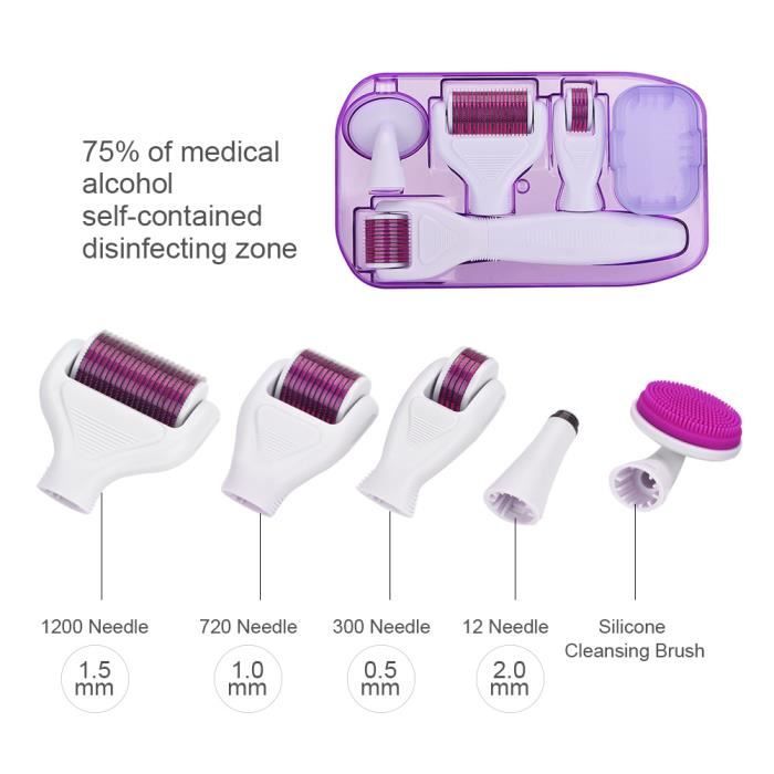 Vvikizy Rouleau de micro-aiguille 6 EN 1 Derma Roller 12/300/720/1200 Micro Aiguilles Visage Corps Peau Beauté hygiene instrument