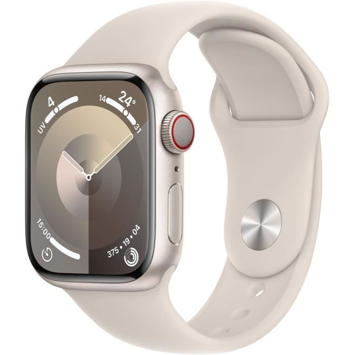 Apple Watch Series 9 GPS - 41mm - Boîtier Starlight Aluminium - Bracelet Starlight Sport Band - S/M