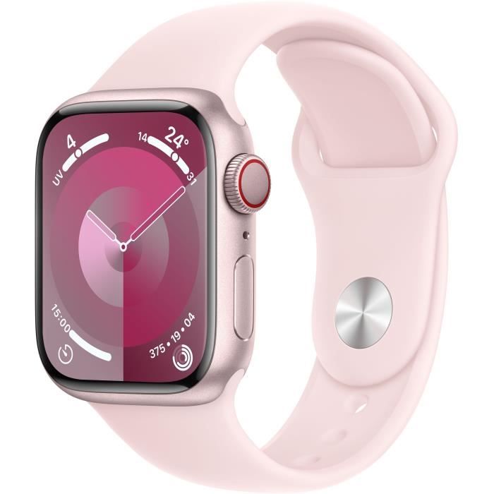 Apple Watch Series 9 GPS - 41mm - Boîtier Pink Aluminium - Bracelet Light Pink Sport Band - M/L