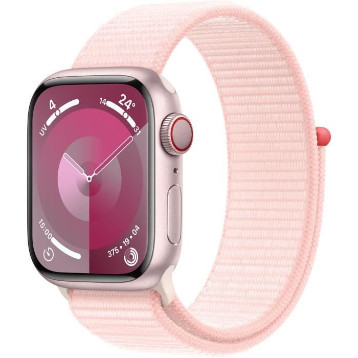 Apple Watch Series 9 GPS - 41mm - Boîtier Pink Aluminium - Bracelet Light Pink Sport Loop