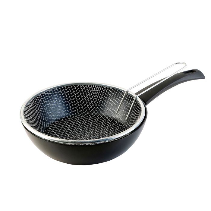 Friteuse / Faitout avec Panier 20 cm Induction Antiadhésive Écologique sans PFOA Wecook Ecogreen Noir 51475