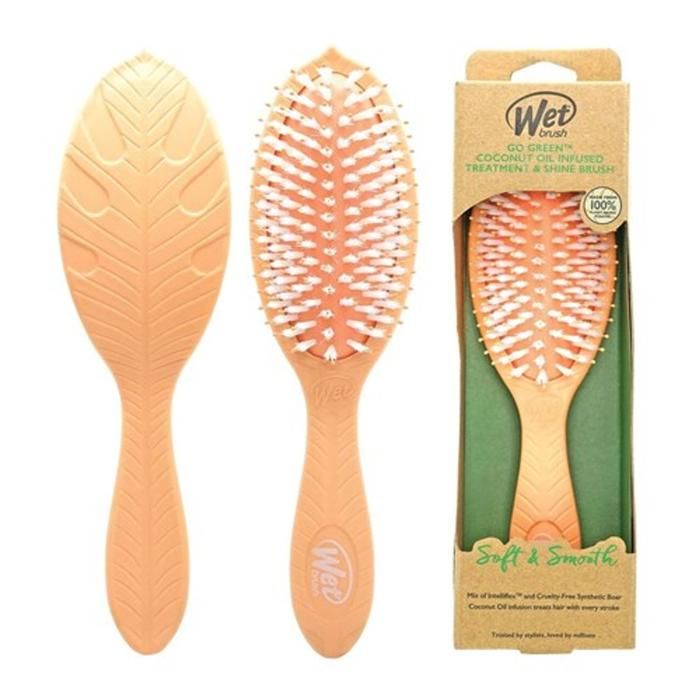 Go Green Treatment and Shine Brush - Huile de noix de coco par Wet Brush pour unisexe - 1 Pc Brosse à cheveux