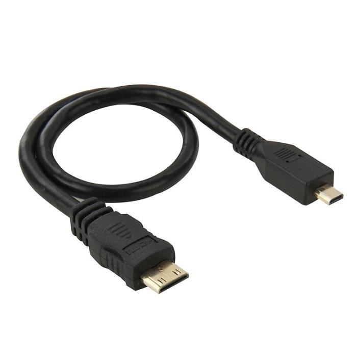 Cable HDMI Version 1.4 Mini-HDMI USB-C type C Homme Micro D Adaptateur mâle câble Longueur: 30cm