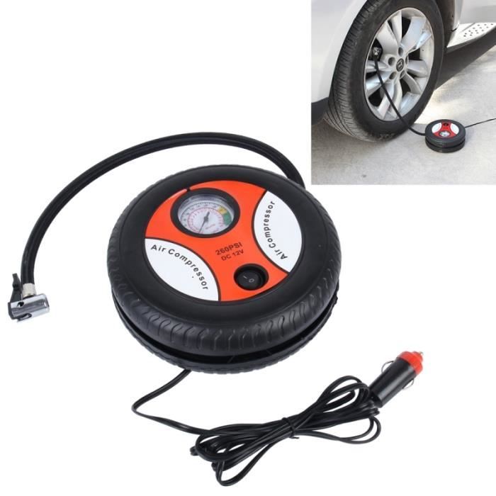 Pompe de gonflage Voiture 12V 10A pneus Forme à air avec manomètre et trois buses adaptateurs gonfleur pneu Compresseur les voitures