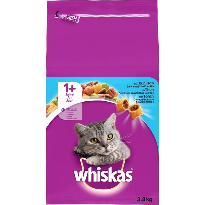 WHISKAS Croquettes au thon - Pour chat adulte - 3,8 kg