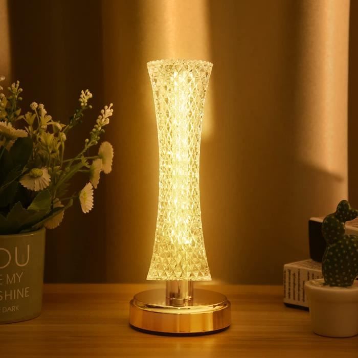 LED Lampada da comodino,YANSION Touch Dimmable Crystal Table Lamp Wireless Deco Night Light 3 Modes Rose Lamp per Camera da letto