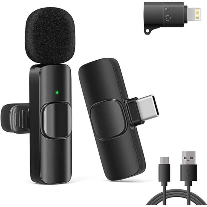 Micro Cravate Sans Fil, 2,4G Type-C + OTG Rotary Connection iPhone / iPad / iOS / Android, Microphone Youtube, Tik Tok Facebook