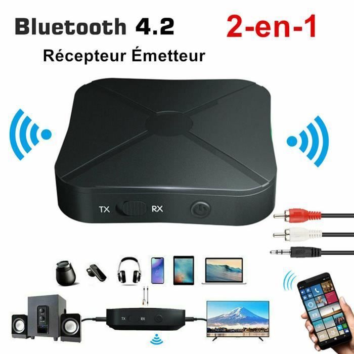 2-en-1 Adaptateur Bluetooth sans Fil , émetteur/récepteur, adapté pour Ordinateur/Ordinateur Portable/Casque/Lecteur MP3