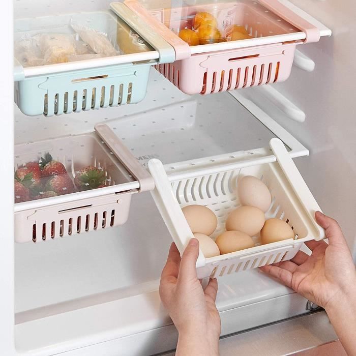 Boite Rangement Frigo Réfrigérateur Escamotable Avec Tiroir Organisateur Boîte de Rangement Pour Réfrigérateur Garder (4 Pack)