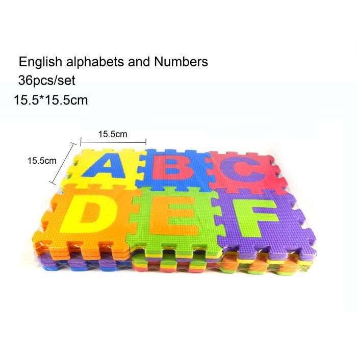 TAPIS D'EVEIL,36pcs 15.5cm English--Tapis Puzzle en mousse pour bébé, Alphabet russe-arabe-anglais, tapis de jeu éducatif EVA, tapis