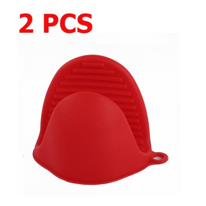 GANT DE CUISINE,2pcs red--Gants de four en Silicone 5 couleurs, 2 pièces, thermo isolés, doigts, cuisson micro ondes, support de cas
