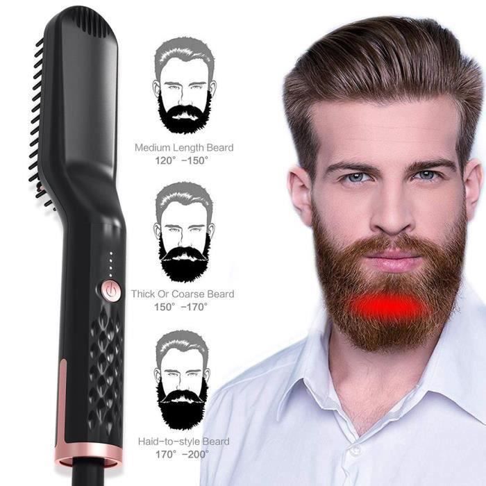 WT11531-Lisseur à barbe pour homme 2-en-1 peigne chauffant pour lisser la barbe et les cheveuxU1129