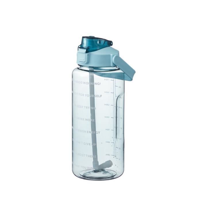 GOURDE,Green-Straight-2000ml--Bouteille D'eau De Grande Capacité 2l, Avec Marqueur De Temps, Portable, Sans Bpa, Paille, Tasse Anti